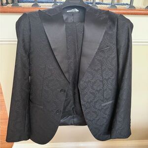 Classic Black Jacquard Tuxedo Blazer & matching Pants
